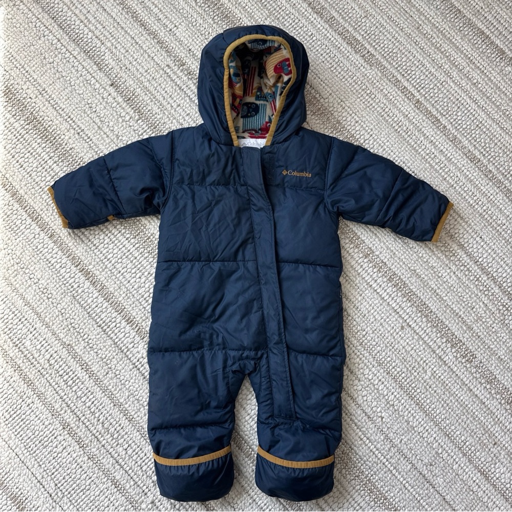 Columbia Fox And Owls Snuggly Bunny Bunting Down Hooded Snowsuit 6-12 Months